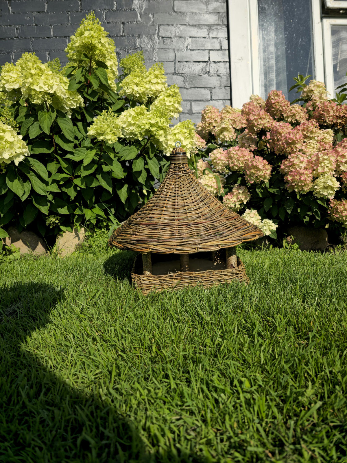 NaturelyWoven Handwoven Willow Wicker Hanging Bird Feeder Rustic Garden Decor
