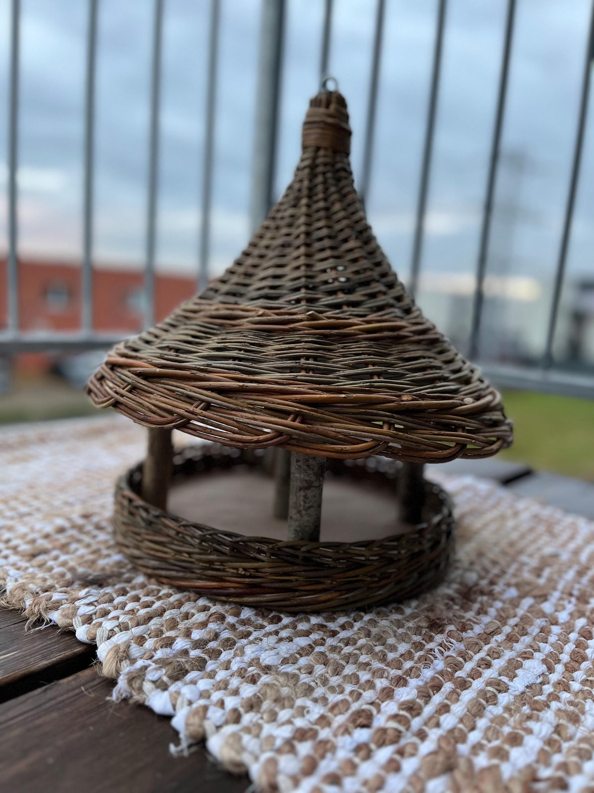 NaturelyWoven Handwoven Willow Wicker Hanging Bird Feeder Rustic Garden Decor