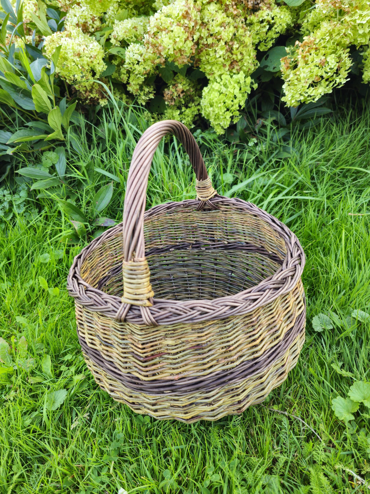 NaturelyWoven Handmade Round Willow Foraging Basket with Handle