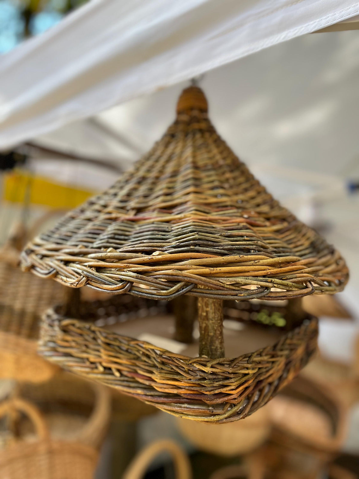 NaturelyWoven Handwoven Willow Wicker Hanging Bird Feeder Rustic Garden Decor