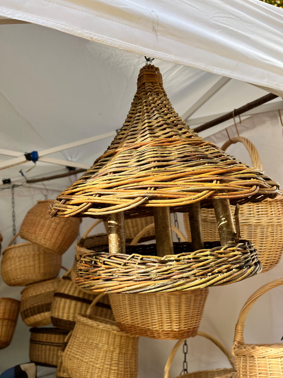 NaturelyWoven Handwoven Willow Wicker Hanging Bird Feeder Rustic Garden Decor