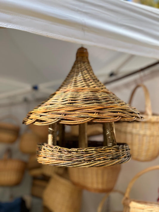 NaturelyWoven Handwoven Willow Wicker Hanging Bird Feeder Rustic Garden Decor