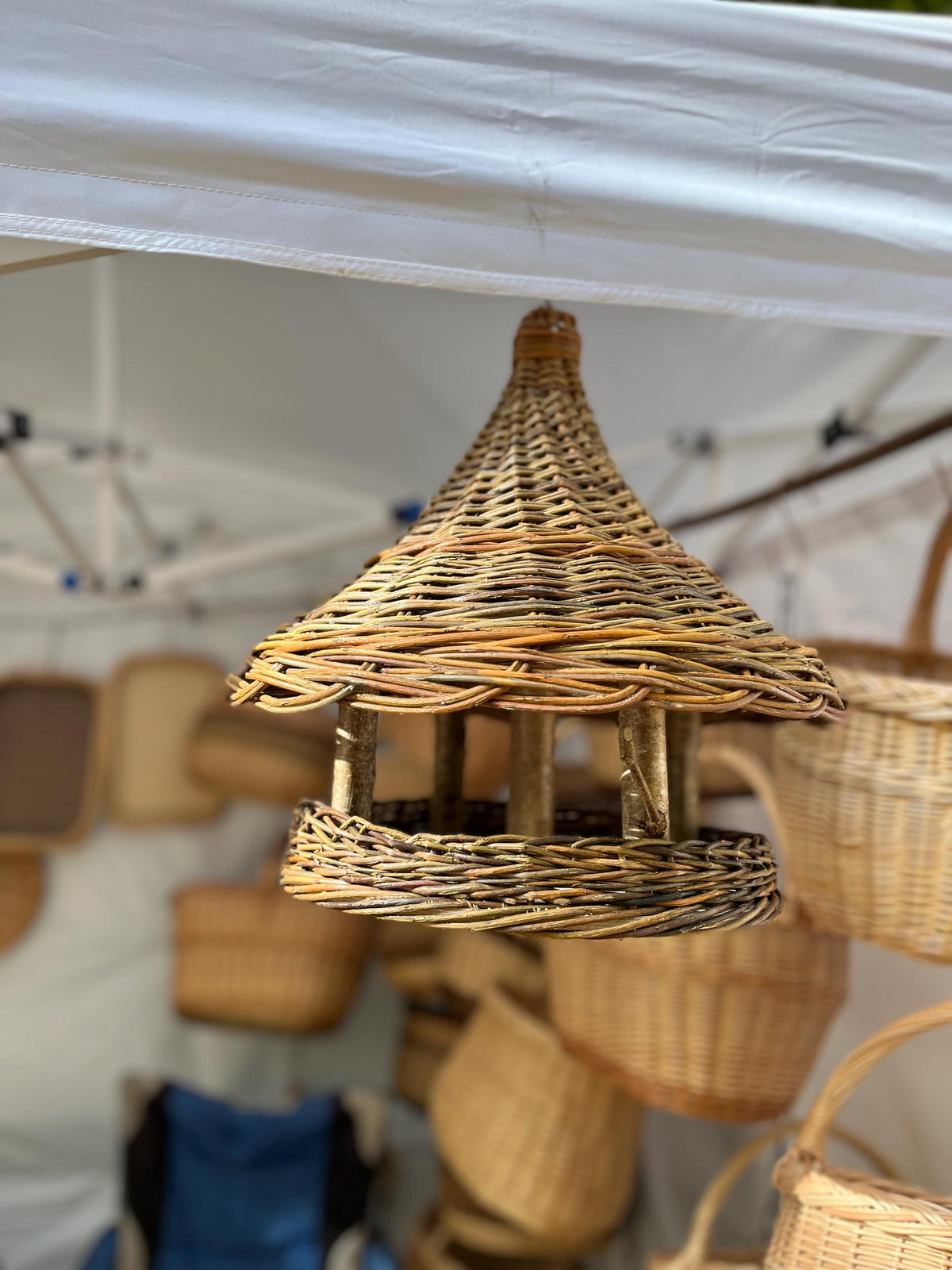 NaturelyWoven Handwoven Willow Wicker Hanging Bird Feeder Rustic Garden Decor