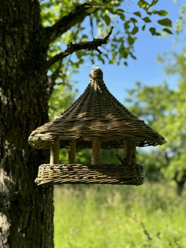 NaturelyWoven Handwoven Willow Wicker Hanging Bird Feeder Rustic Garden Decor
