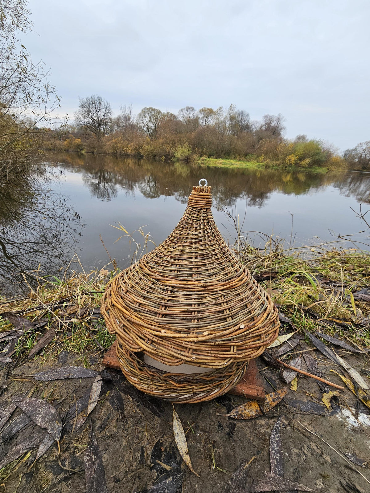 NaturelyWoven Handwoven Willow Wicker Hanging Bird Feeder Rustic Garden Decor