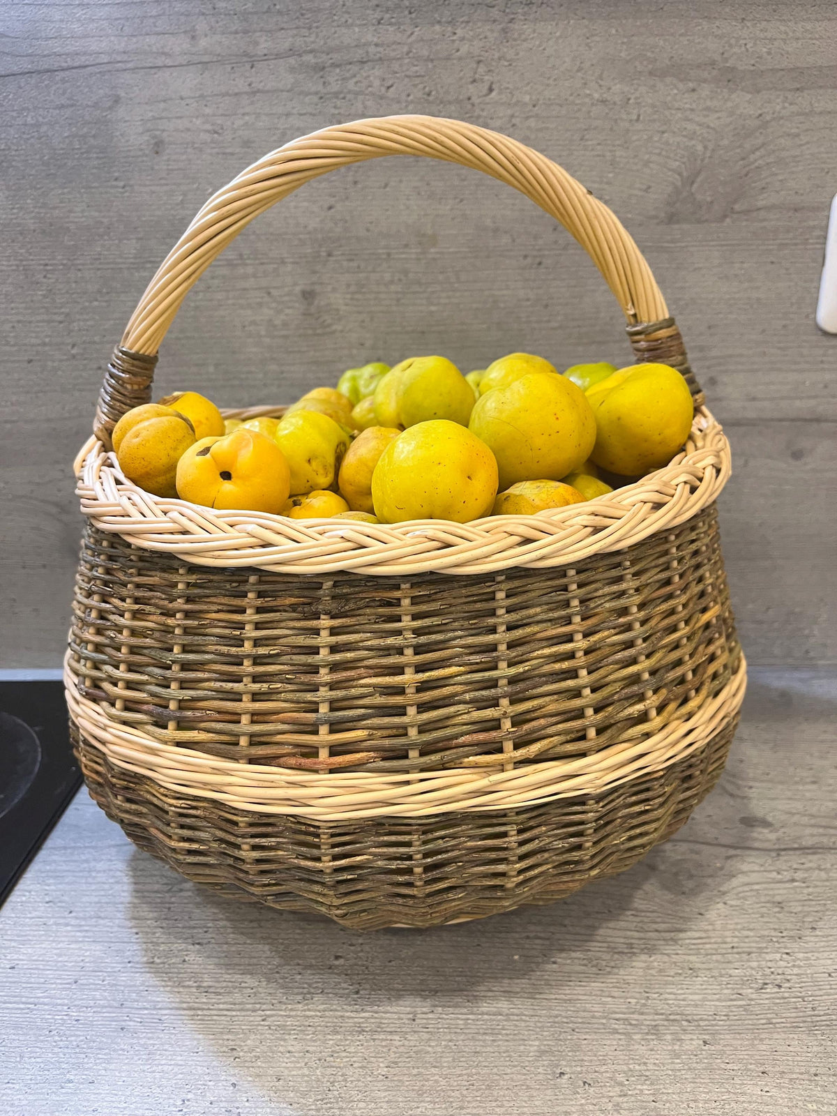 NaturelyWoven Handmade Round Willow Foraging Basket with Handle