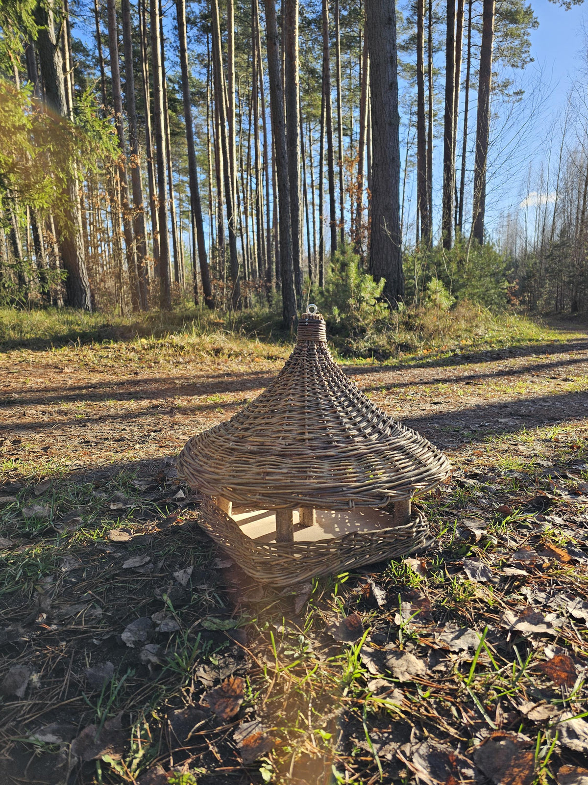 NaturelyWoven Handwoven Willow Wicker Hanging Bird Feeder Rustic Garden Decor
