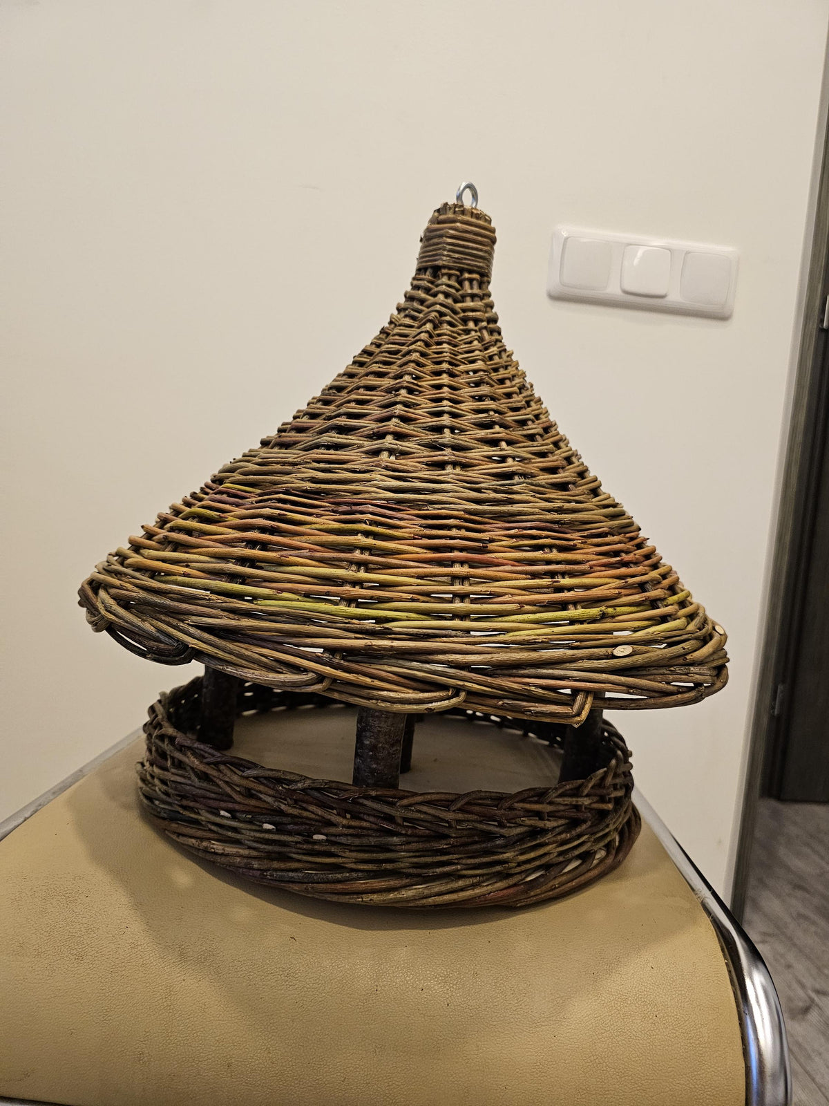 NaturelyWoven Handwoven Willow Wicker Hanging Bird Feeder Rustic Garden Decor
