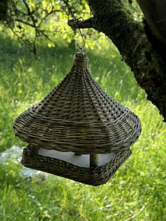 NaturelyWoven Handwoven Willow Wicker Hanging Bird Feeder Rustic Garden Decor