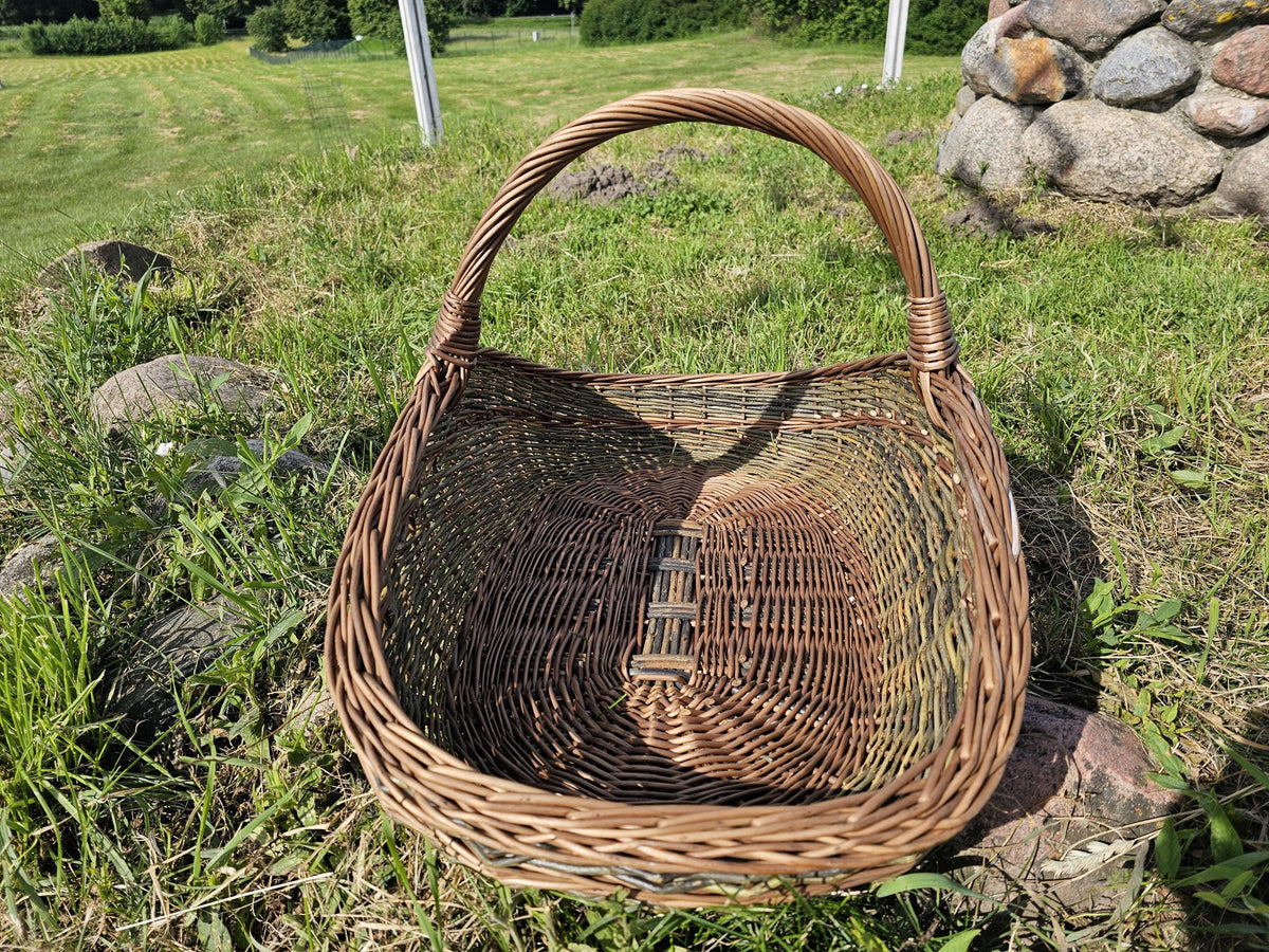 Large Unpeeled Willow Garden Trug Basket Rustic Handmade Wicker