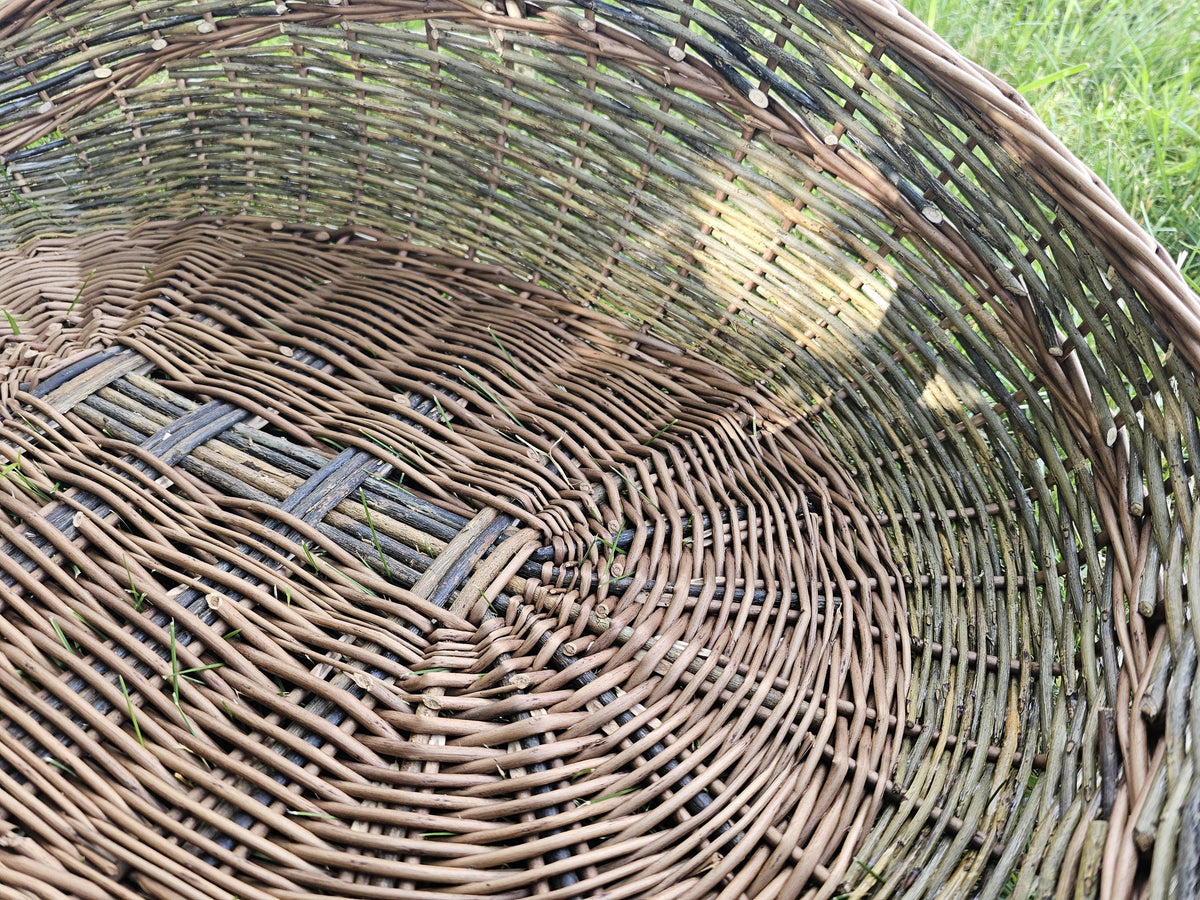 Large Unpeeled Willow Garden Trug Basket Rustic Handmade Wicker