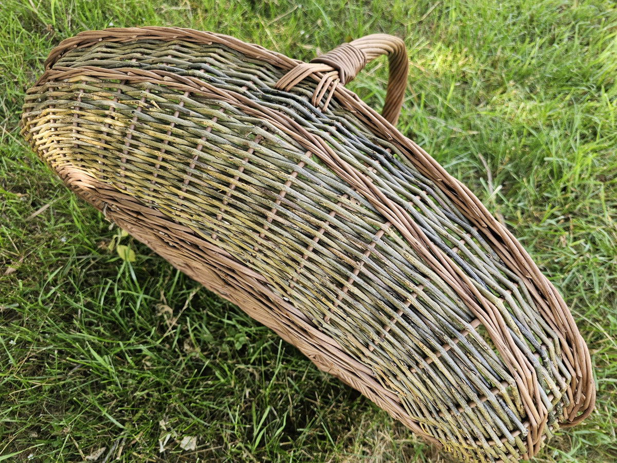 Large Unpeeled Willow Garden Trug Basket Rustic Handmade Wicker