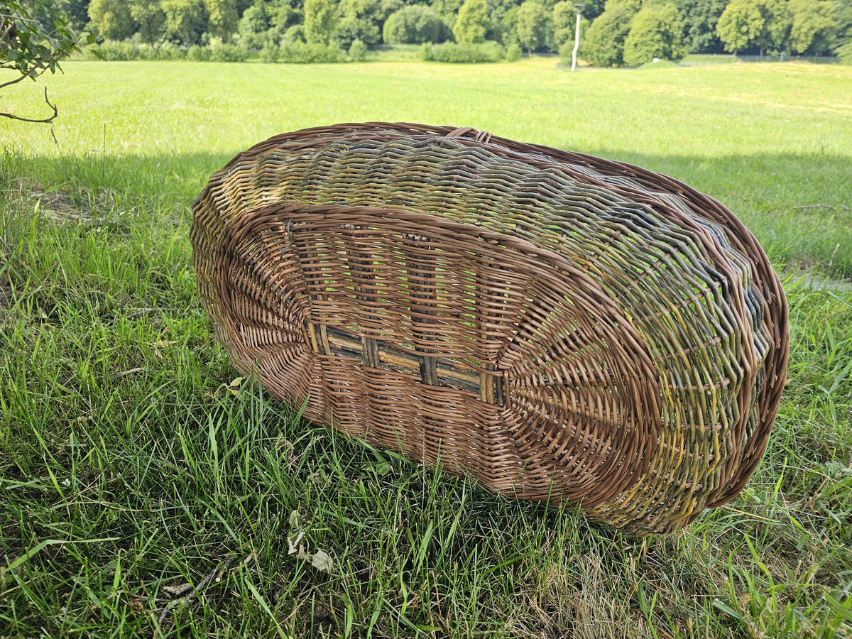 Large Unpeeled Willow Garden Trug Basket Rustic Handmade Wicker