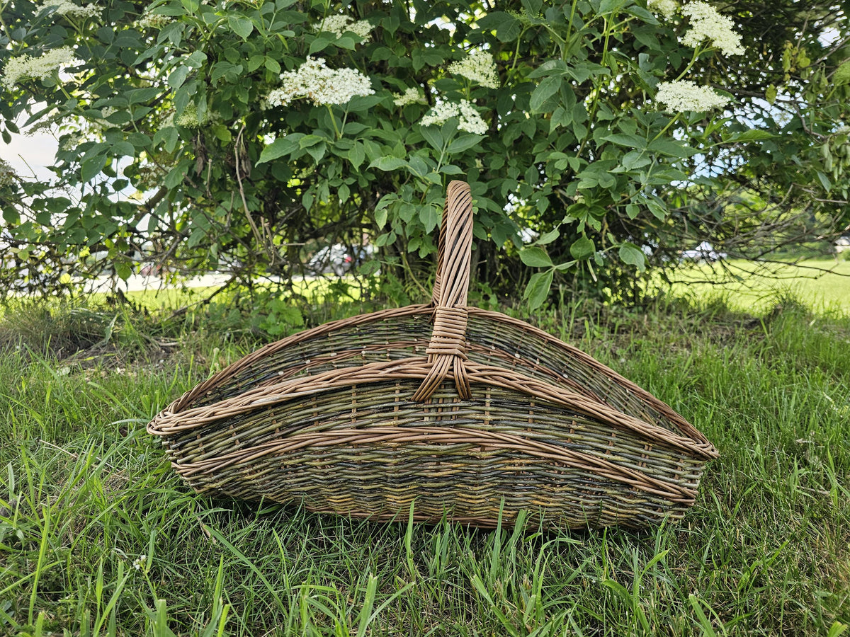 Large Unpeeled Willow Garden Trug Basket Rustic Handmade Wicker