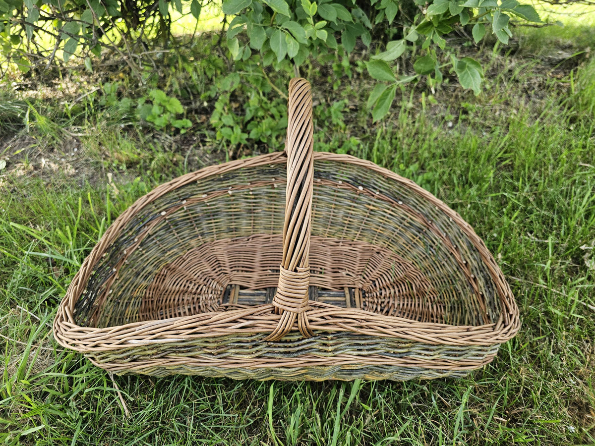 Large Unpeeled Willow Garden Trug Basket Rustic Handmade Wicker