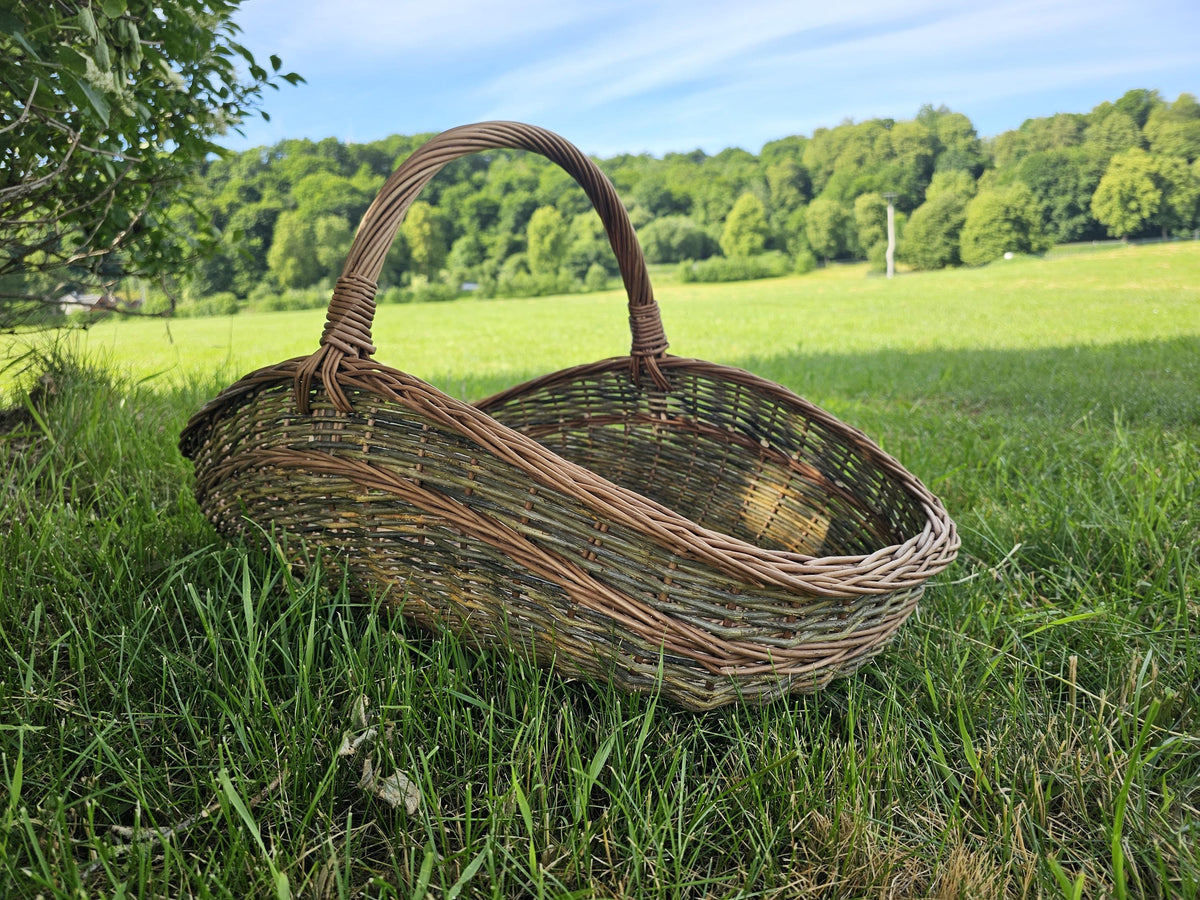 Large Unpeeled Willow Garden Trug Basket Rustic Handmade Wicker