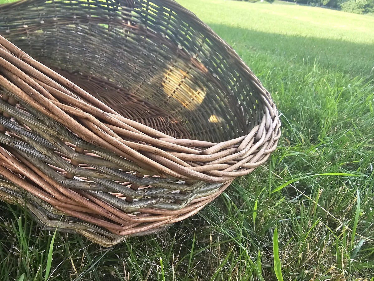 Large Unpeeled Willow Garden Trug Basket Rustic Handmade Wicker
