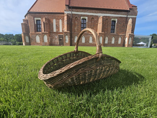 Large Unpeeled Willow Garden Trug Basket Rustic Handmade Wicker