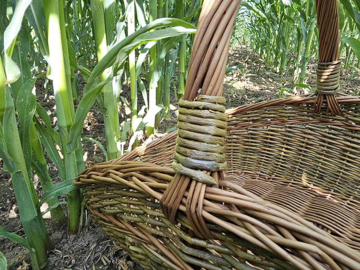 Large Unpeeled Willow Garden Trug Basket Rustic Handmade Wicker