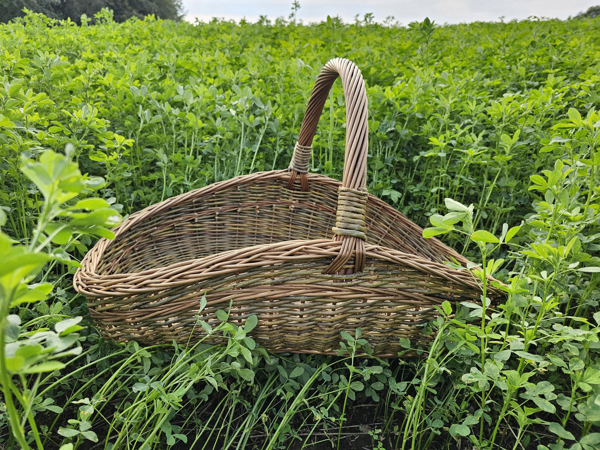 Large Unpeeled Willow Garden Trug Basket Rustic Handmade Wicker