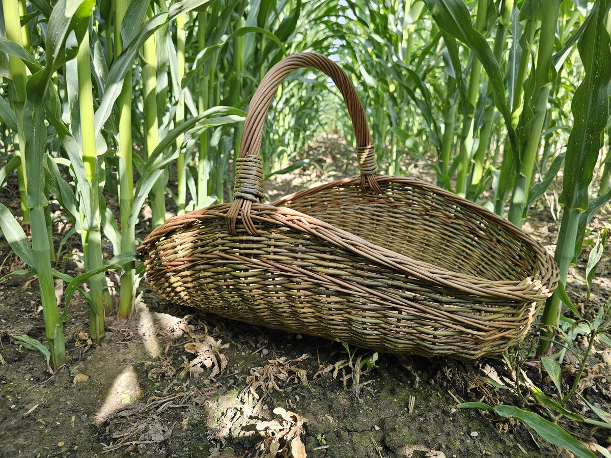 Large Unpeeled Willow Garden Trug Basket Rustic Handmade Wicker