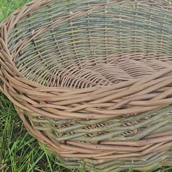 Large Unpeeled Willow Garden Trug Basket Rustic Handmade Wicker