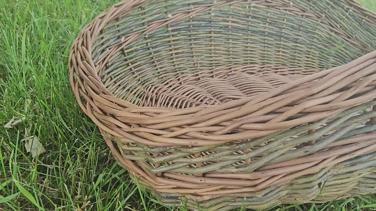 Large Unpeeled Willow Garden Trug Basket Rustic Handmade Wicker